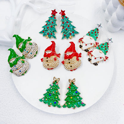 1 Pair Cute Christmas Tree Santa Claus Alloy Drop Earrings