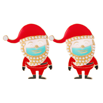 1 Pair Cute Christmas Tree Santa Claus Alloy Drop Earrings