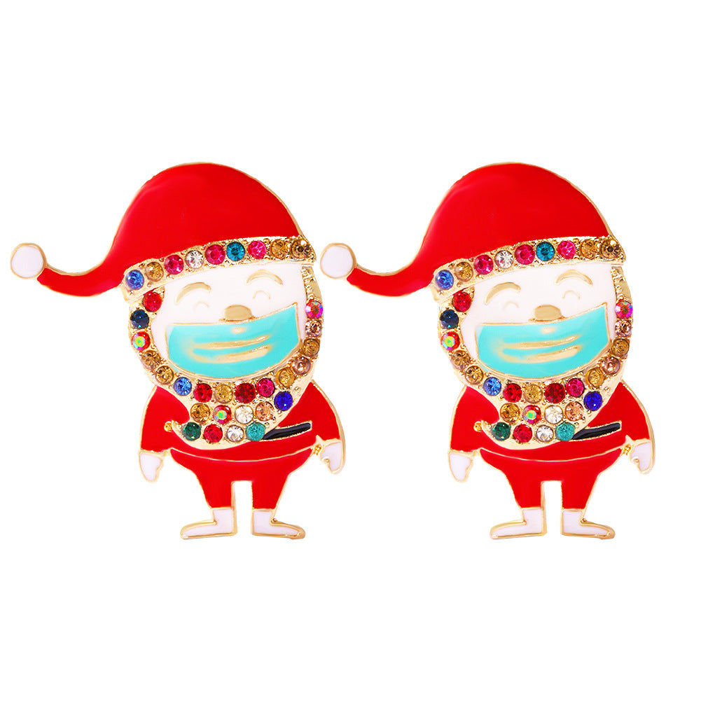 1 Pair Cute Christmas Tree Santa Claus Alloy Drop Earrings