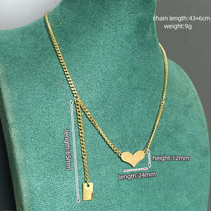 Simple Style Heart Shape Titanium Steel Polishing Plating 18k Gold Plated Pendant Necklace