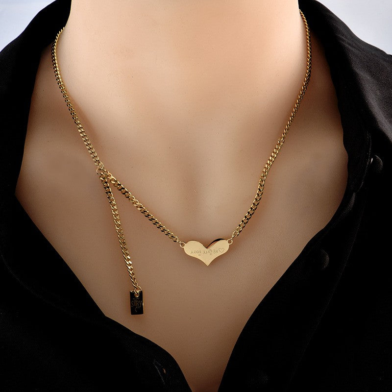 Simple Style Heart Shape Titanium Steel Polishing Plating 18k Gold Plated Pendant Necklace