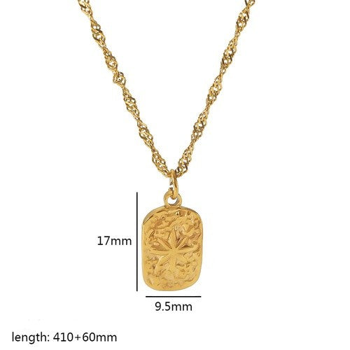 Vintage Style Round Square Heart Shape Stainless Steel Polishing Plating 18k Gold Plated Pendant Necklace