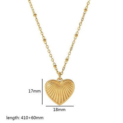 Vintage Style Round Square Heart Shape Stainless Steel Polishing Plating 18k Gold Plated Pendant Necklace