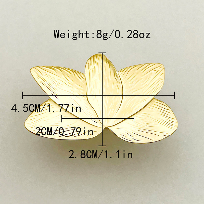 Elegant Pastoral Commute Lotus Stainless Steel Polishing Plating Gold Plated Open Rings