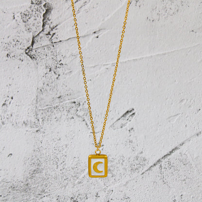 Streetwear Square Stainless Steel Plating 18k Gold Plated Pendant Necklace