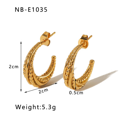 1 Pair Vintage Style Simple Style Solid Color Plating Inlay Stainless Steel Zircon 18k Gold Plated Ear Studs