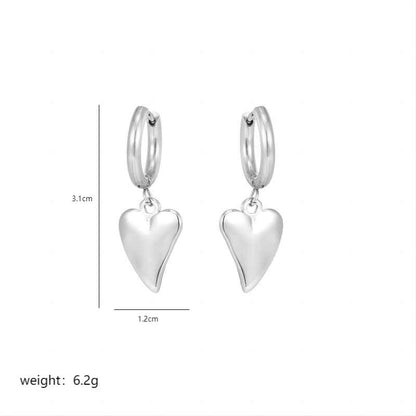 1 Pair Hip-Hop Heart Shape Polishing Stainless Steel 18K Gold Plated Drop Earrings