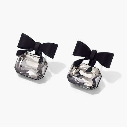 1 Pair Cute Sweet Bow Knot Plating Inlay Copper Crystal Silver Plated Ear Studs