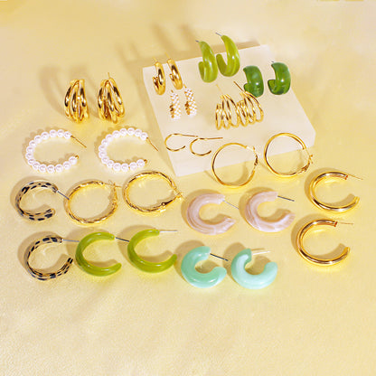 Wholesale Jewelry Princess Sweet Round Arylic Alloy Stoving Varnish Earrings