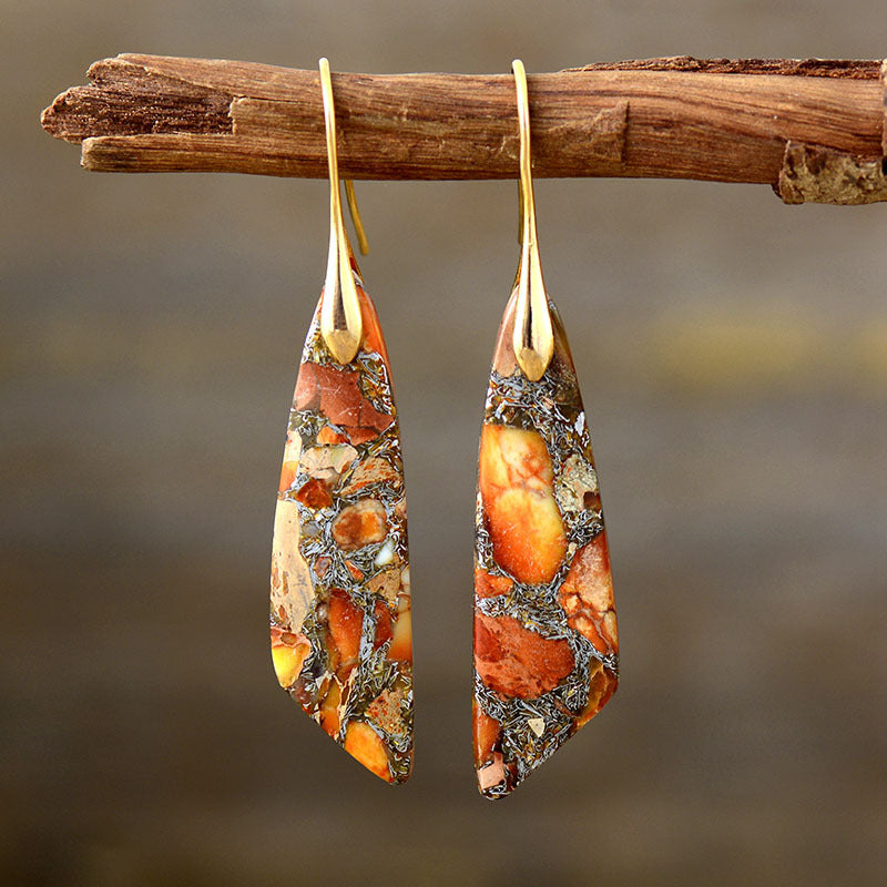 1 Pair Classic Style Color Block Patchwork Natural Stone Drop Earrings