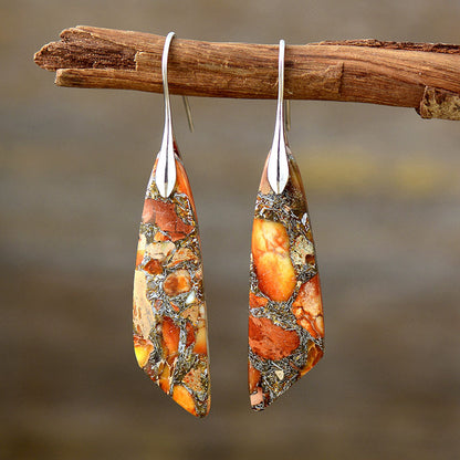 1 Pair Classic Style Color Block Patchwork Natural Stone Drop Earrings