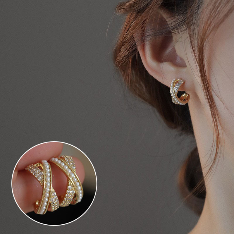 1 Pair Casual Retro Geometric Copper Plating Inlay Artificial Pearls Earrings