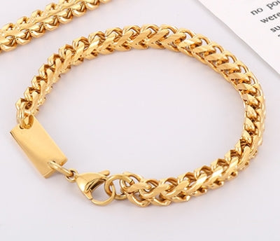 Punk Solid Color Titanium Steel Plating Chain Bracelets Necklace