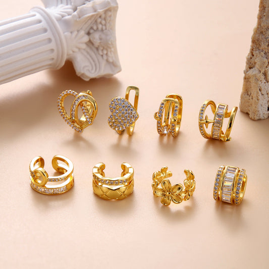 1 Piece Cute Cool Style Geometric Heart Shape Plating Inlay Stainless Steel Zircon 18k Gold Plated Ear Studs