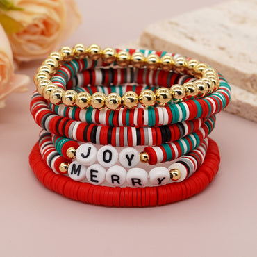 Cute Letter Soft Clay Christmas Women's Bracelets