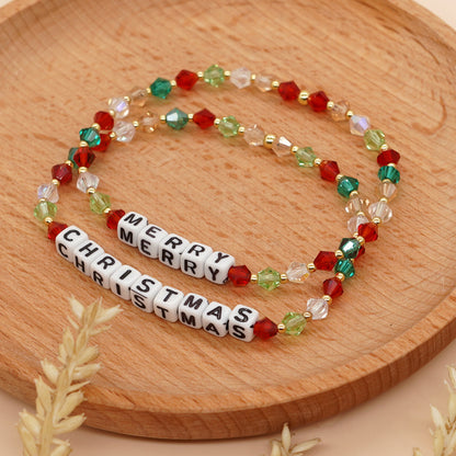 Cute Geometric Letter Artificial Crystal Christmas Women's Bracelets