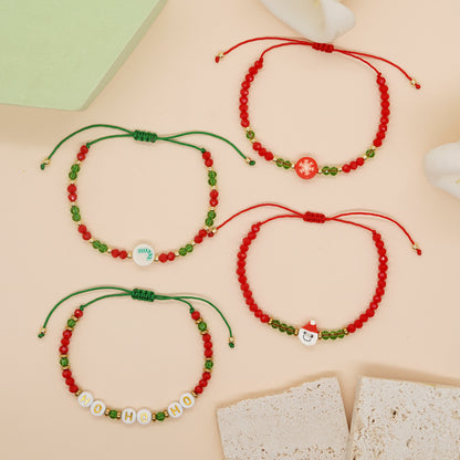 Cute Christmas Tree Snowman Artificial Crystal Christmas Women's Bracelets