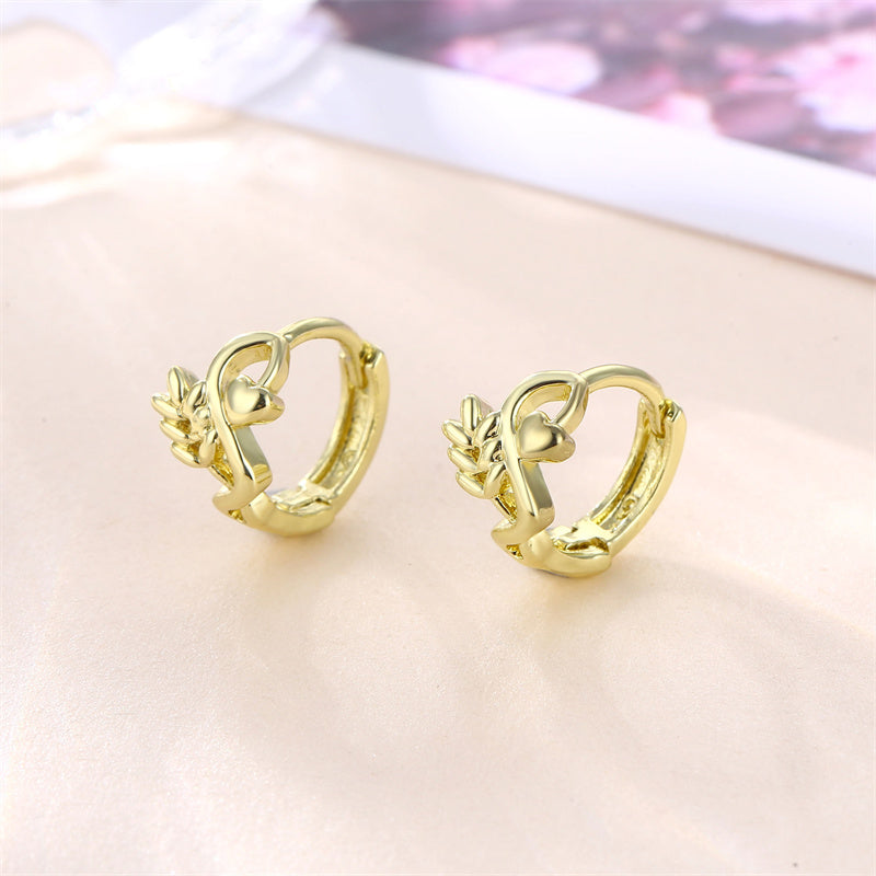 1 Pair Basic Retro Heart Shape Bow Knot Plating Copper Alloy Brass 18k Gold Plated Ear Studs