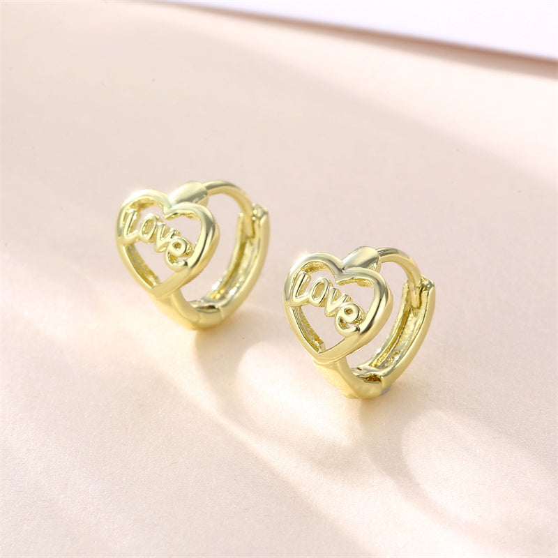 1 Pair Basic Retro Heart Shape Bow Knot Plating Copper Alloy Brass 18k Gold Plated Ear Studs