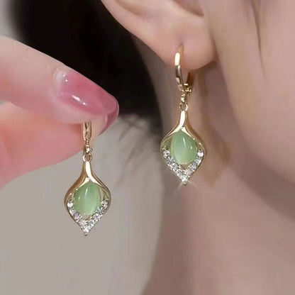 1 Pair Simple Style Water Droplets Inlay Alloy Rhinestones Drop Earrings