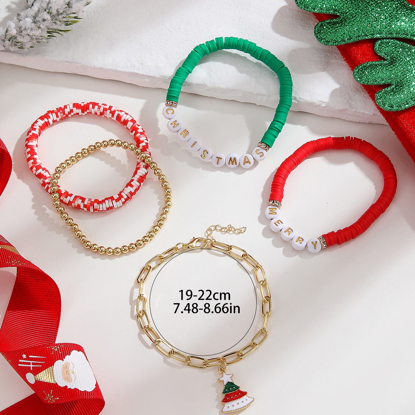 Cute Christmas Tree Letter Resin Christmas Women's Bracelets