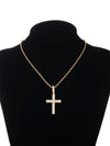 Gothic Hip-hop Punk Cross Zinc Alloy Plating Inlay Rhinestones 18k Gold Plated Men's Pendant Necklace