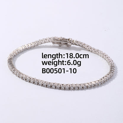 Hip-hop Vintage Style Simple Style Solid Color Copper Plating Inlay Gem Silver Plated Bracelets