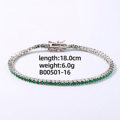 Hip-hop Vintage Style Simple Style Solid Color Copper Plating Inlay Gem Silver Plated Bracelets