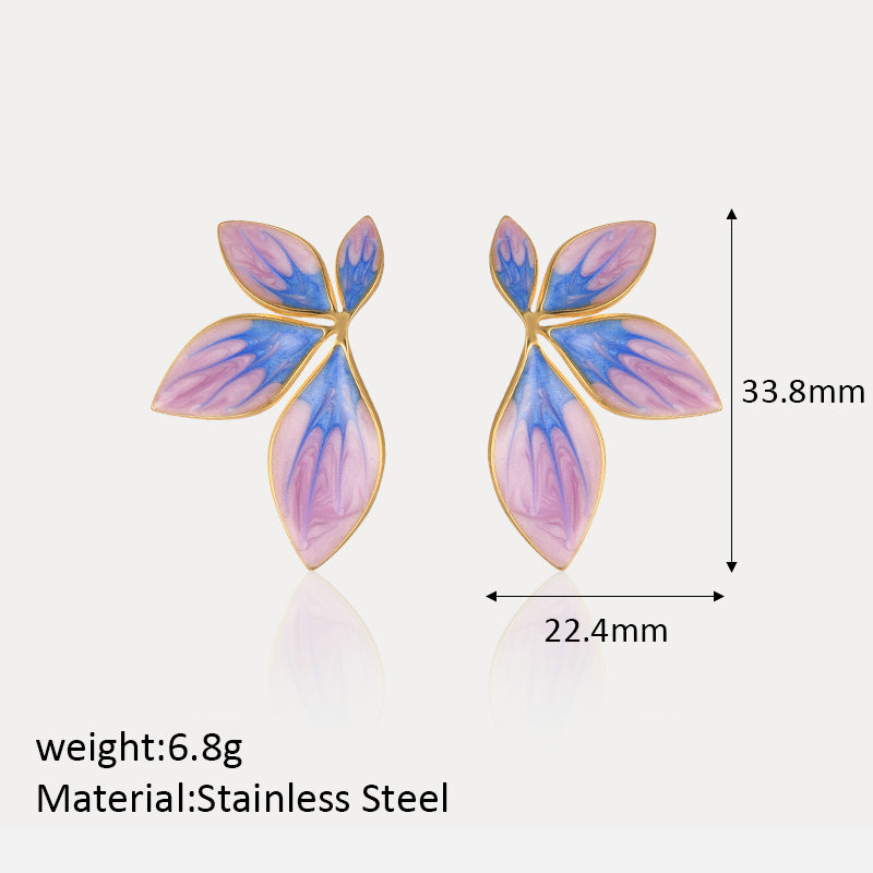 1 Pair Vintage Style Leaves Plating Stainless Steel 18k Gold Plated Ear Studs