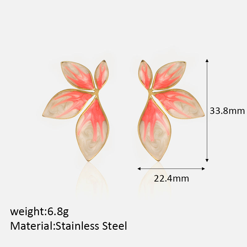 1 Pair Vintage Style Leaves Plating Stainless Steel 18k Gold Plated Ear Studs