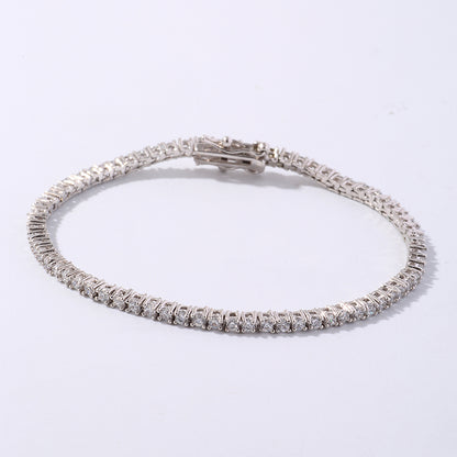 Hip-hop Vintage Style Simple Style Solid Color Copper Plating Inlay Gem Silver Plated Bracelets