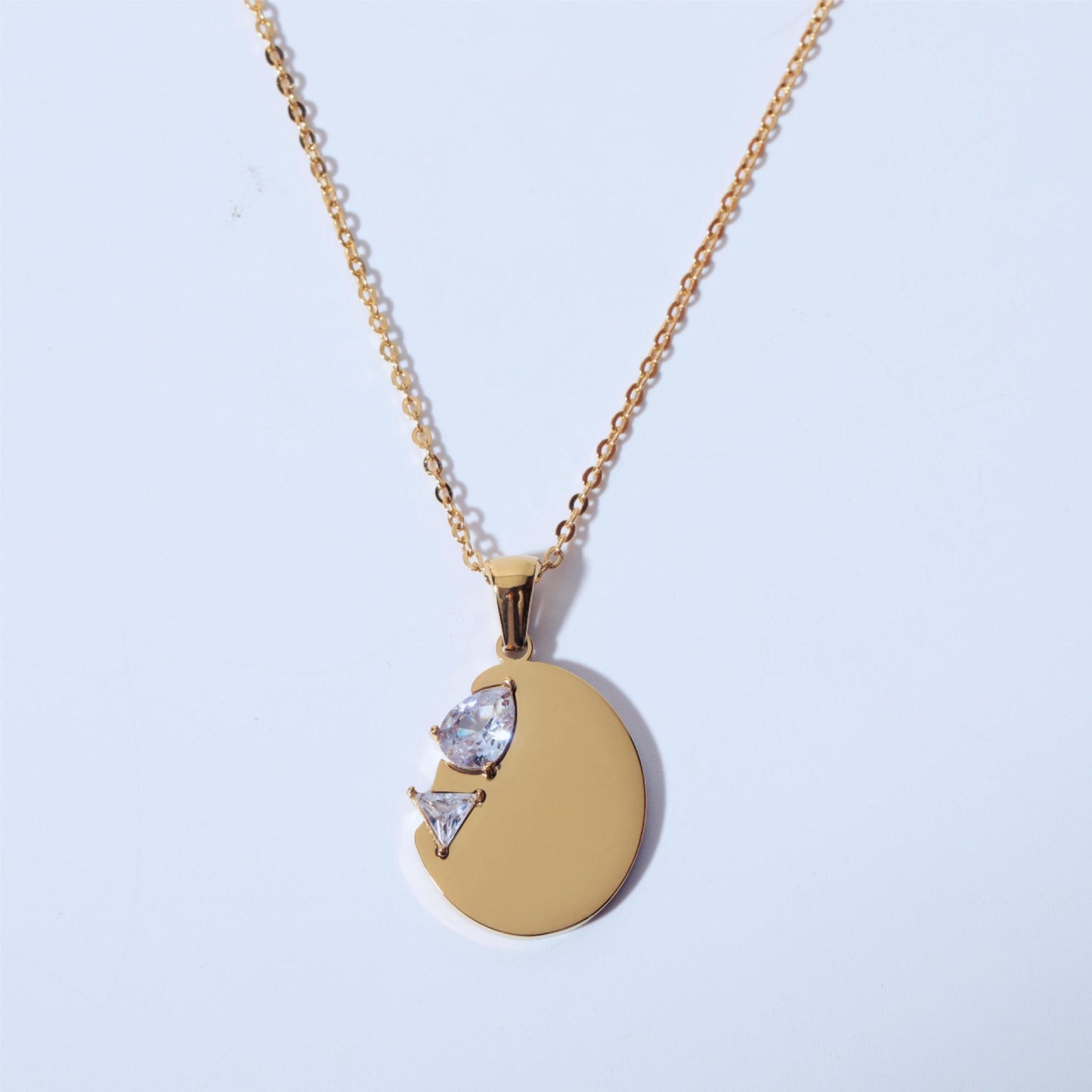 Wholesale Simple Style Solid Color Titanium Steel Plating Inlay 18k Gold Plated Gold Plated Zircon Pendant Necklace