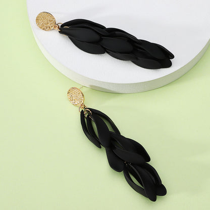 1 Pair Elegant Flower Tassel Plating Zinc Alloy Dangling Earrings