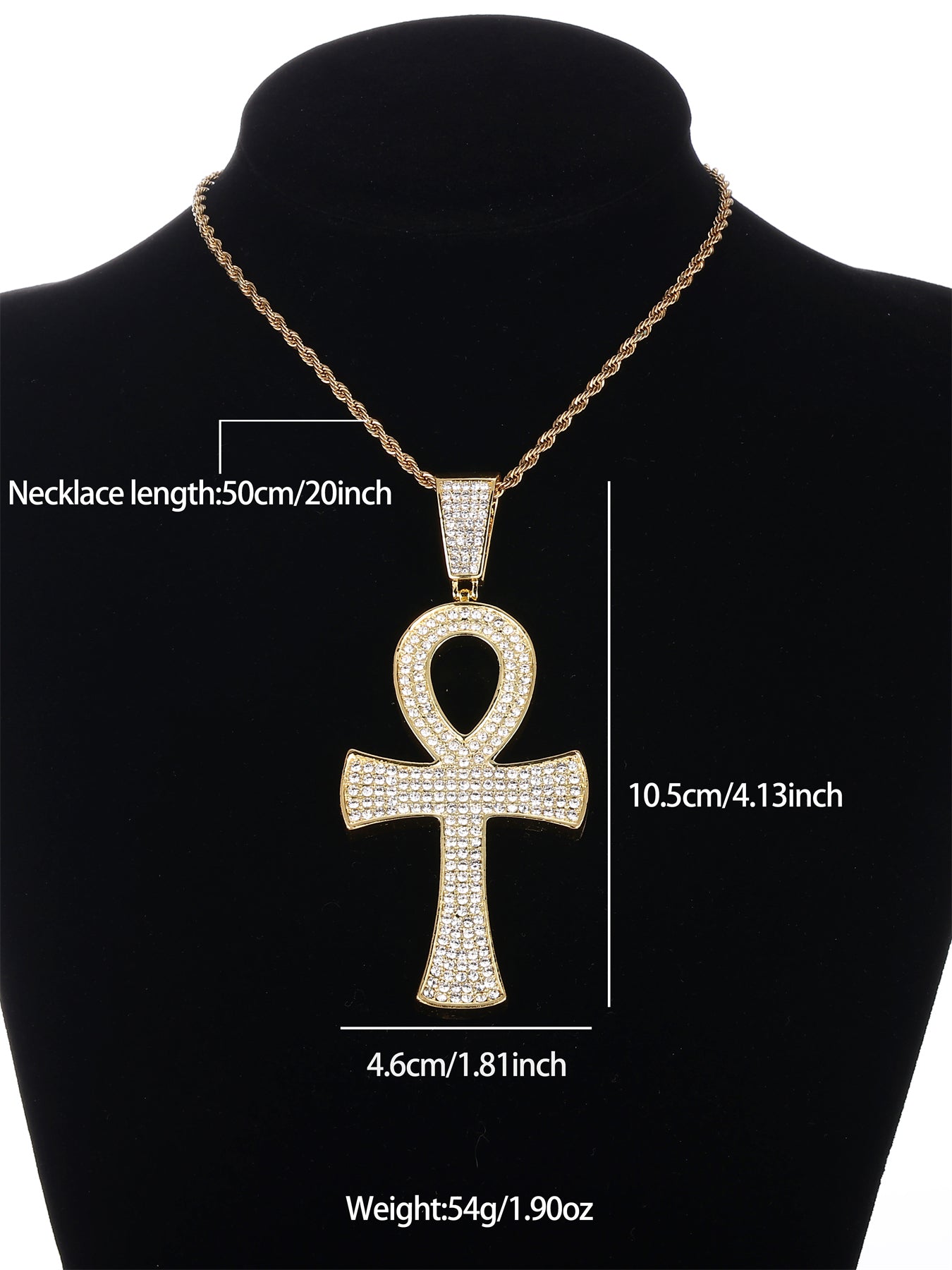 Hip-hop Streetwear Cross Zinc Alloy Plating Inlay Rhinestones 18k Gold Plated Men's Pendant Necklace