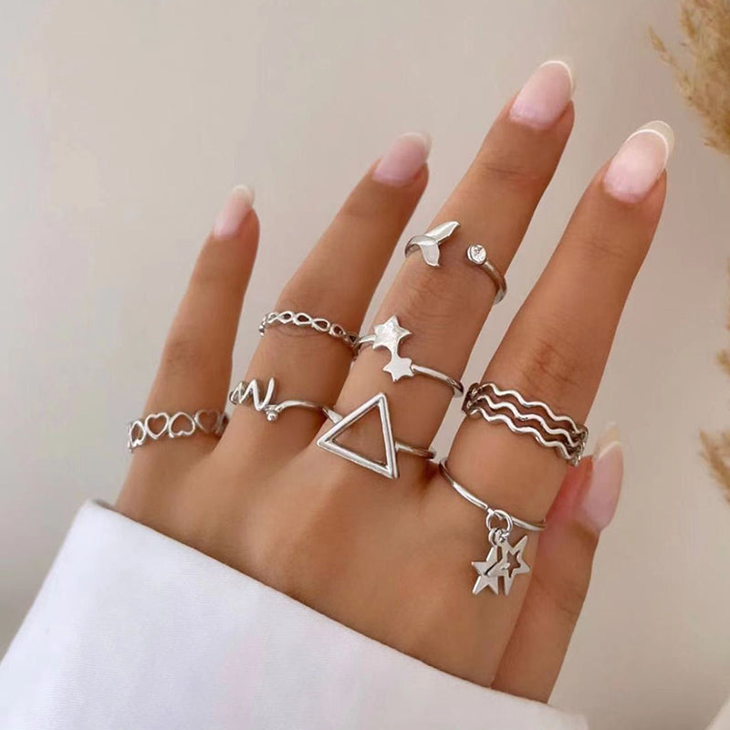 Simple Style Triangle Star Alloy Inlay Zircon Women'S Rings