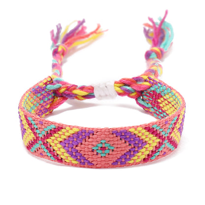 Vintage Style Rhombus Nylon Handmade Tassel Women's Bracelets