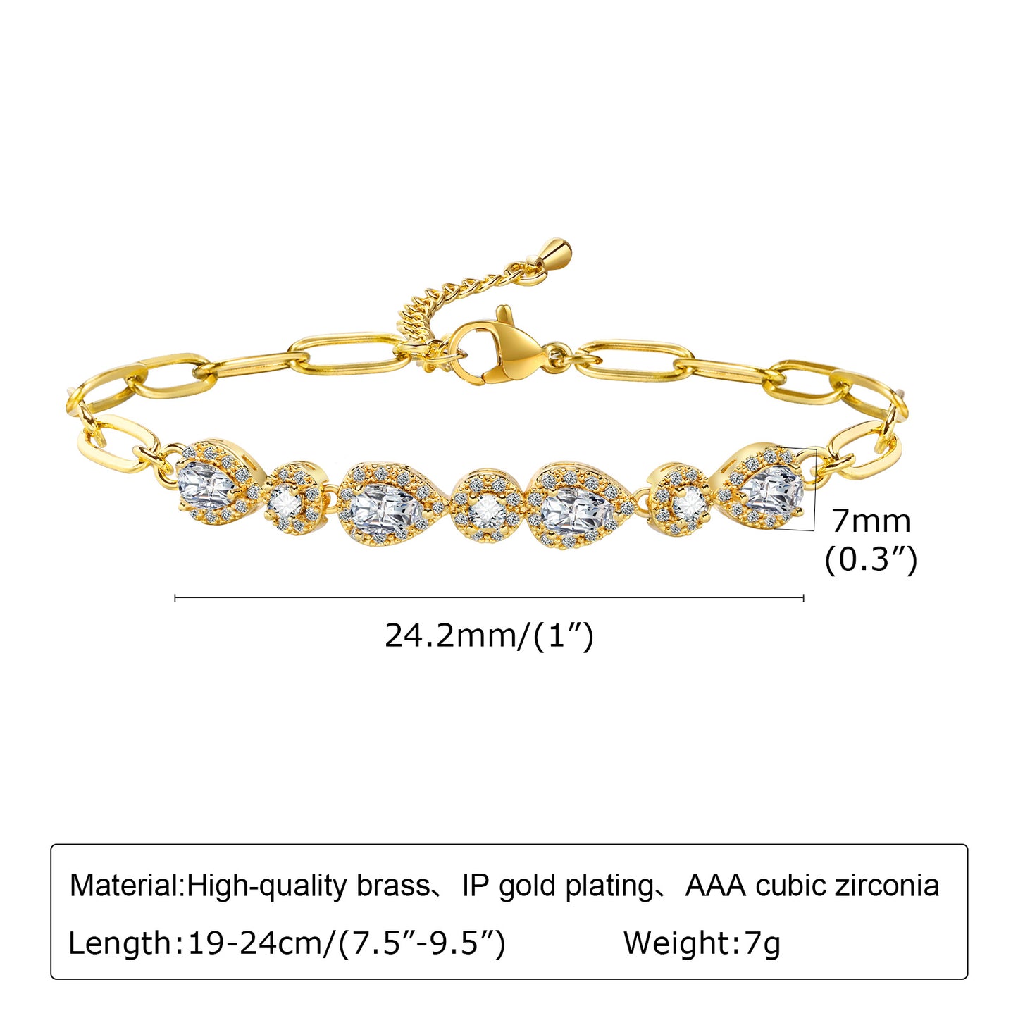 Simple Style Classic Style Geometric Copper Plating Inlay Zircon Gold Plated Bracelets