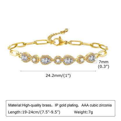 Simple Style Classic Style Geometric Copper Plating Inlay Zircon Gold Plated Bracelets