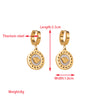 1 Pair Elegant Lady Round Oval Heart Shape Inlay Titanium Steel Rhinestones Gold Plated Drop Earrings