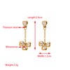 1 Pair Elegant Lady Round Oval Heart Shape Inlay Titanium Steel Rhinestones Gold Plated Drop Earrings