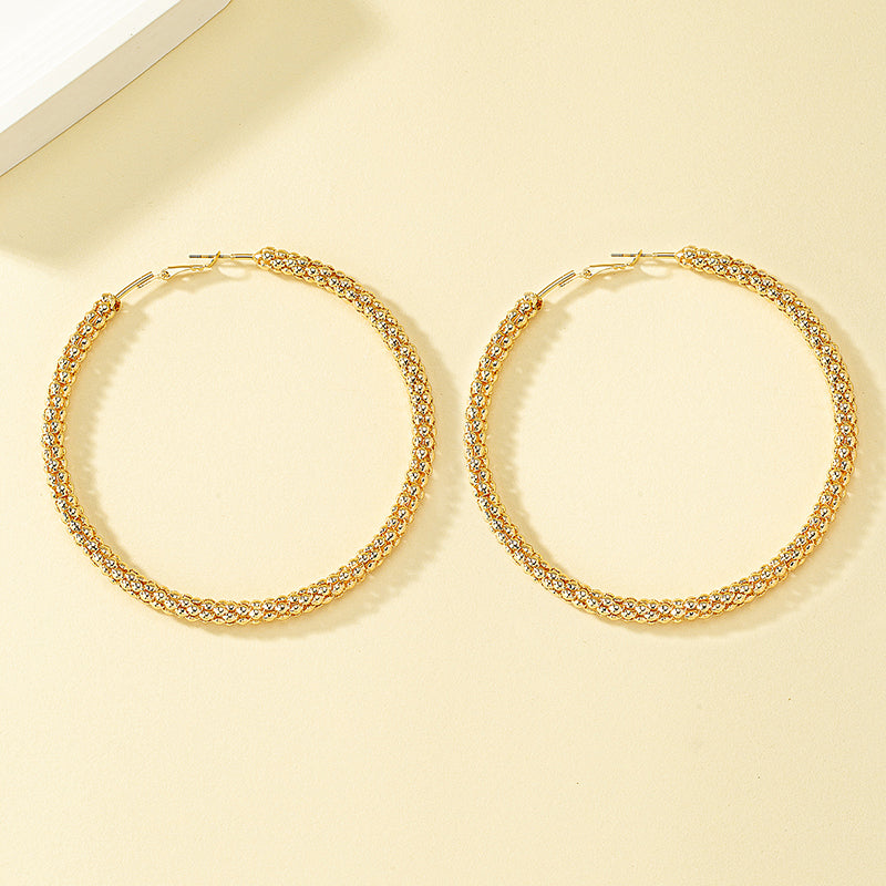 1 Pair Elegant Lady Round Plating Alloy Ferroalloy 14k Gold Plated Hoop Earrings