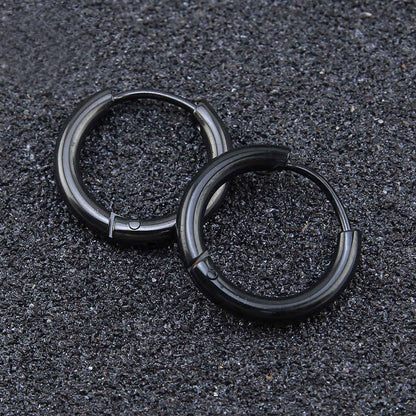 Simple Style Round Stainless Steel Hoop Earrings 1 Piece