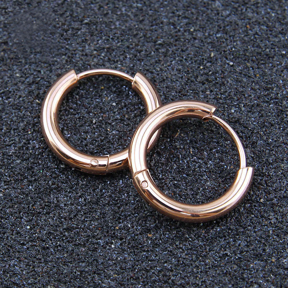 Simple Style Round Stainless Steel Hoop Earrings 1 Piece