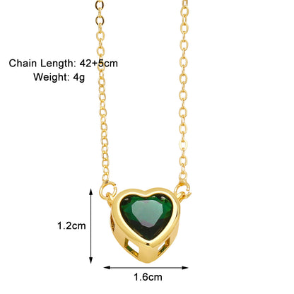 Simple Style Streetwear Heart Shape Copper Plating Inlay Zircon 18k Gold Plated Pendant Necklace