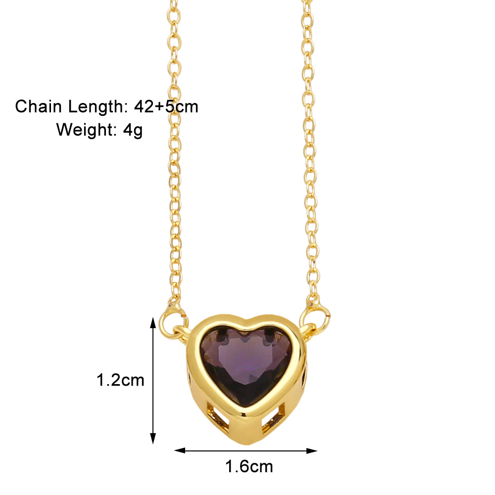 Simple Style Streetwear Heart Shape Copper Plating Inlay Zircon 18k Gold Plated Pendant Necklace