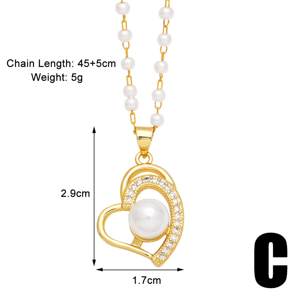 Elegant Simple Style Streetwear Lips Heart Shape Copper Plating Inlay Zircon 18k Gold Plated Pendant Necklace