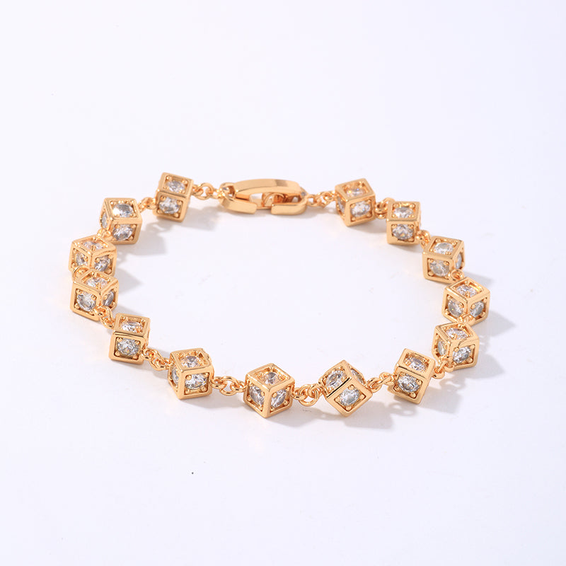 Casual Square Copper Plating Inlay Zircon White Gold Plated Gold Plated Bracelets