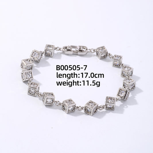 Casual Square Copper Plating Inlay Zircon White Gold Plated Gold Plated Bracelets