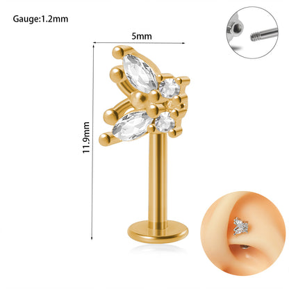 1 Piece Elegant Glam Flower Inlay Stainless Steel Copper Zircon Ear Studs