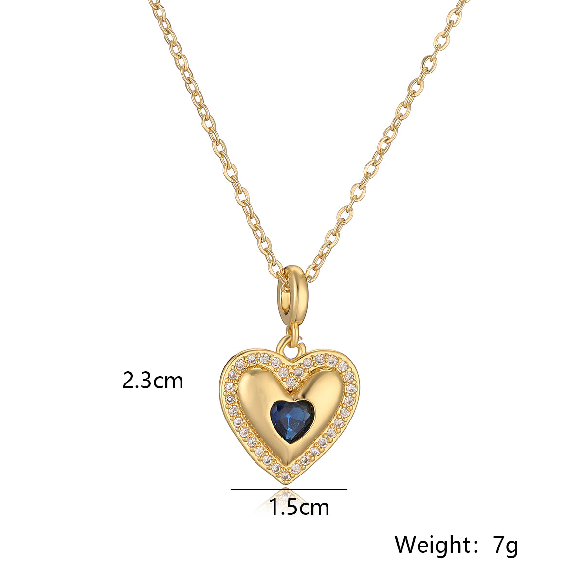 Simple Style Commute Heart Shape Copper Plating Inlay Zircon 18k Gold Plated Pendant Necklace